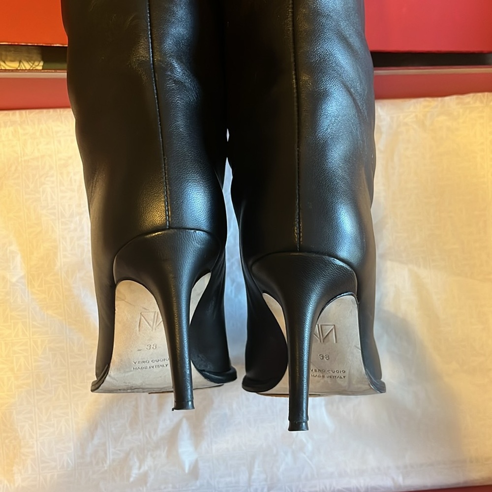 Tamara Mellon Trinity Black Leather Heeled Boots - Picture 12 of 14